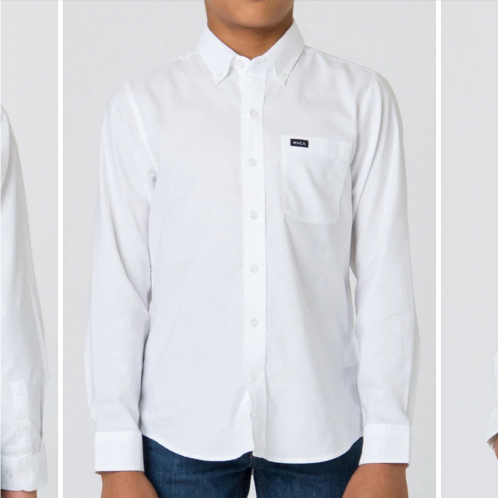 NWT RVCA That’ll Do Button Down - White - Boys Large